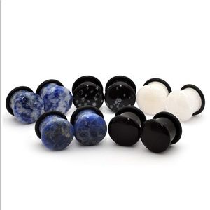 Set of 5 Pairs Single Flare Stone Plugs | 6g (4mm)
